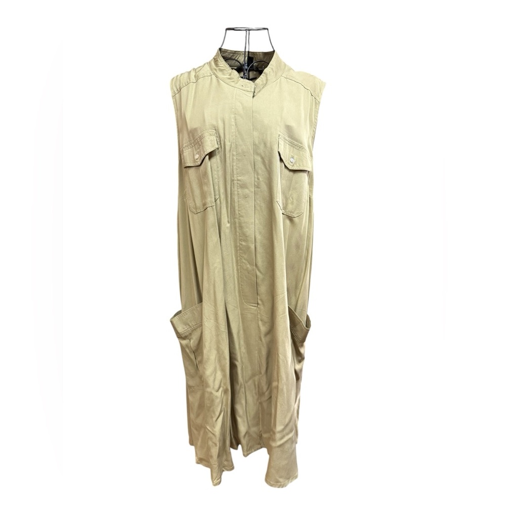 Sharagano Sleeveless Utility Midi Dress in Light Sage